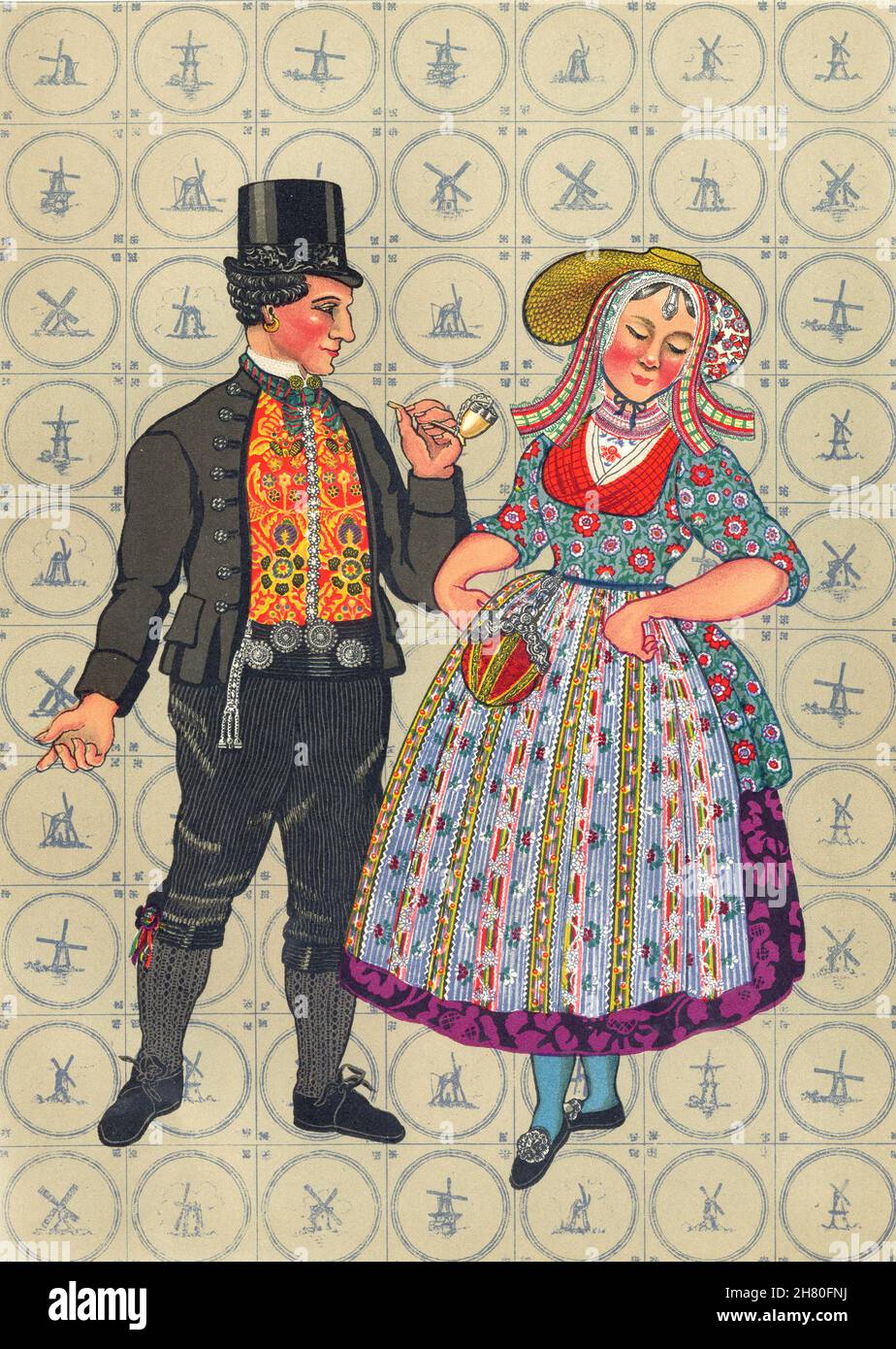 PAYS-BAS.Walcheren.Robe pour femmes, 1780- 1830 et hommes, 1870 1932 ans Banque D'Images