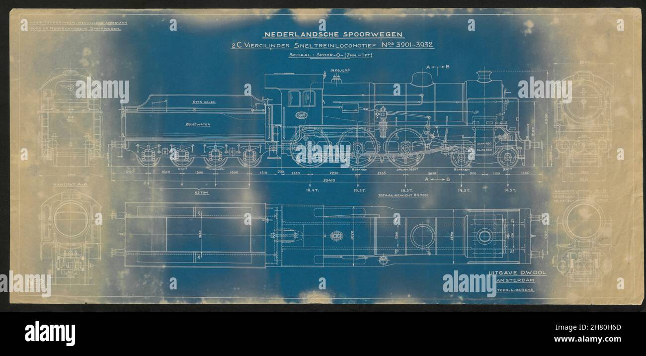 Nederlandsche Spoorwegen Sneltreinlocomotief Dutch Railways Locomotive c1935 Banque D'Images