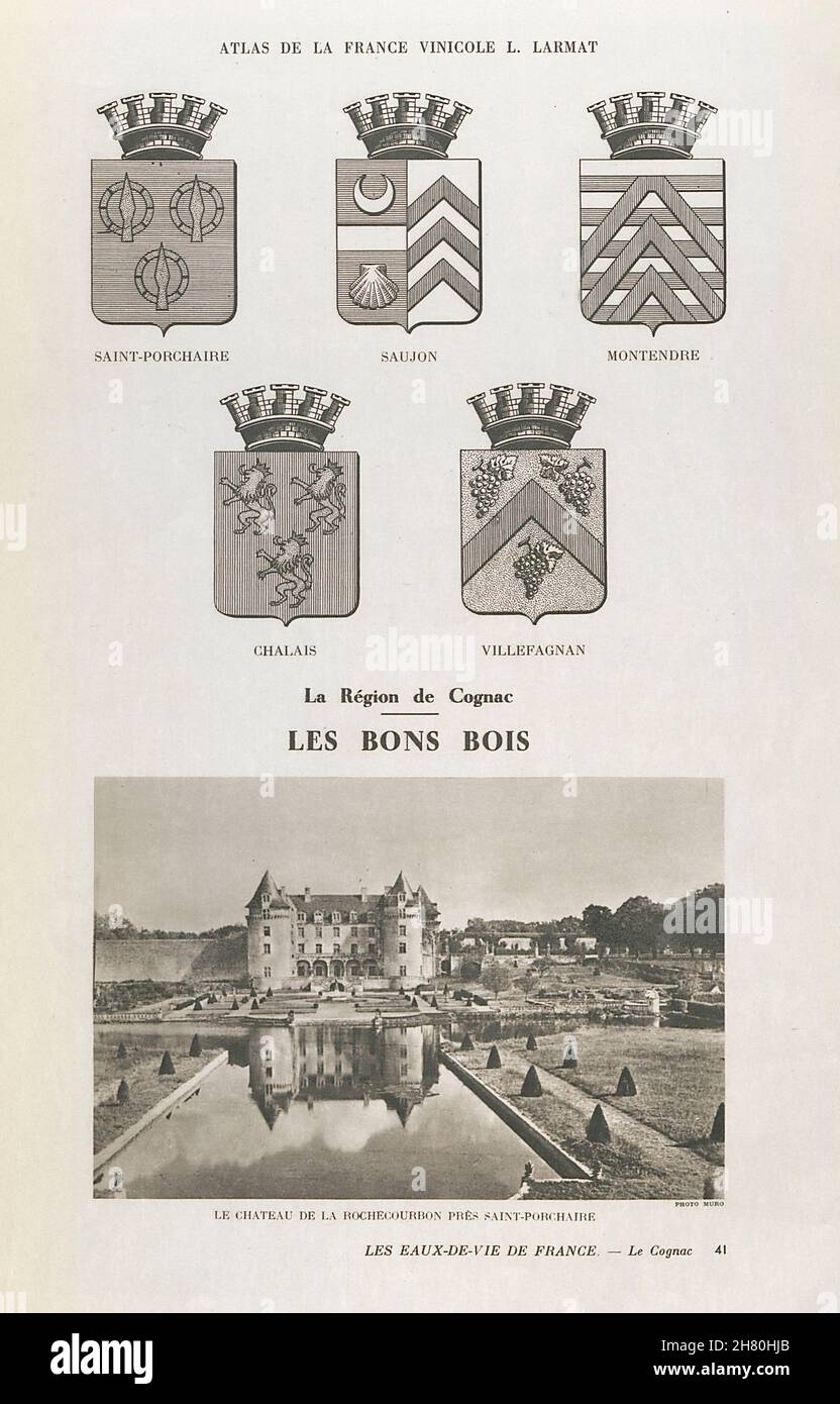 Région de Cognac.Bons Bois.Château de la Rochechoubon, Saint-Porchaire 1947 Banque D'Images