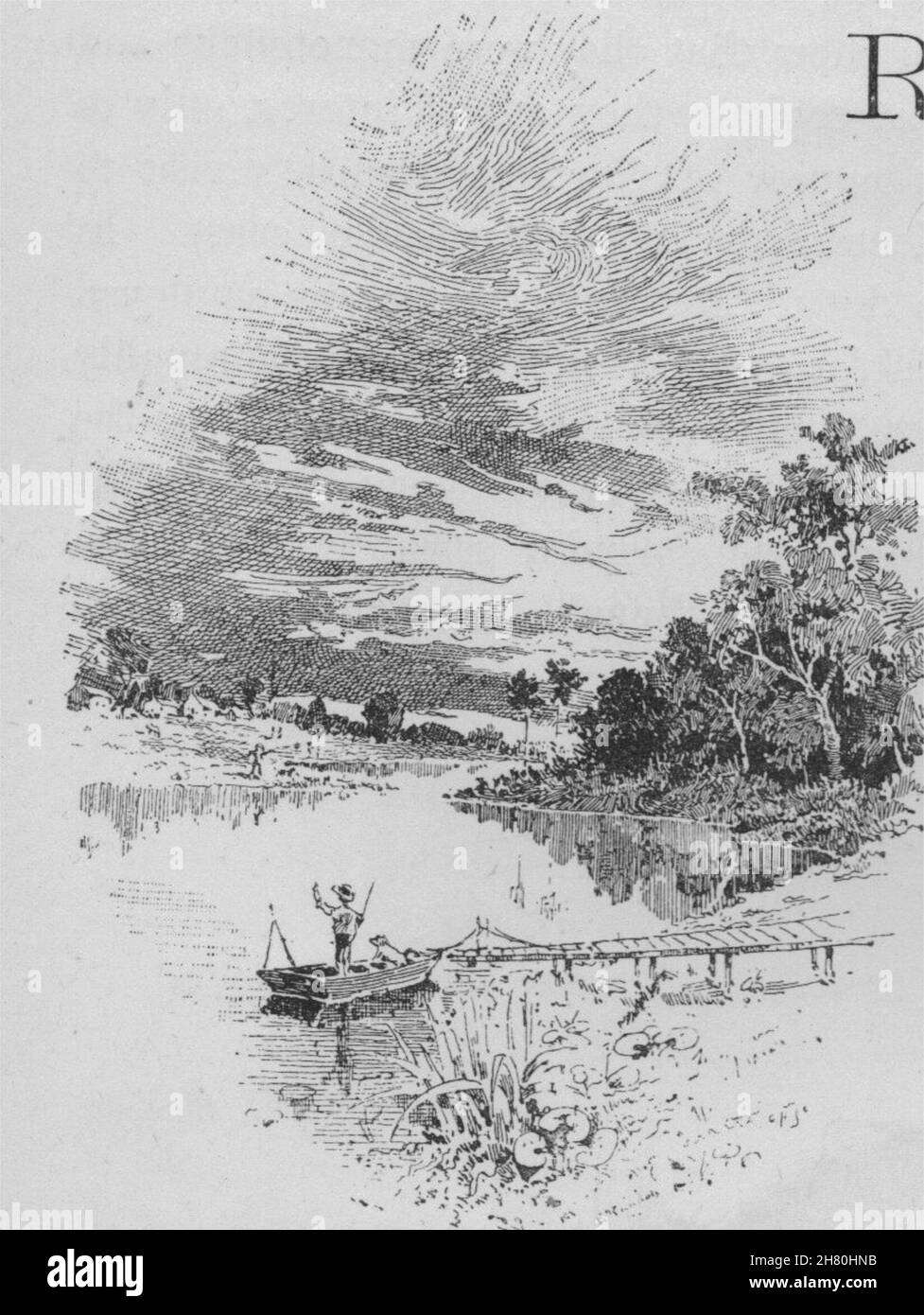 Sur la rivière Fitzroy. Rockhampton. L'Australie 1890 ancienne imprimer photo Banque D'Images