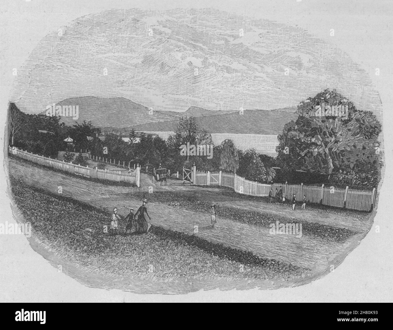 Entrée de la Royal Society's Gardens. Hobart. L'Australie 1890 old print Banque D'Images