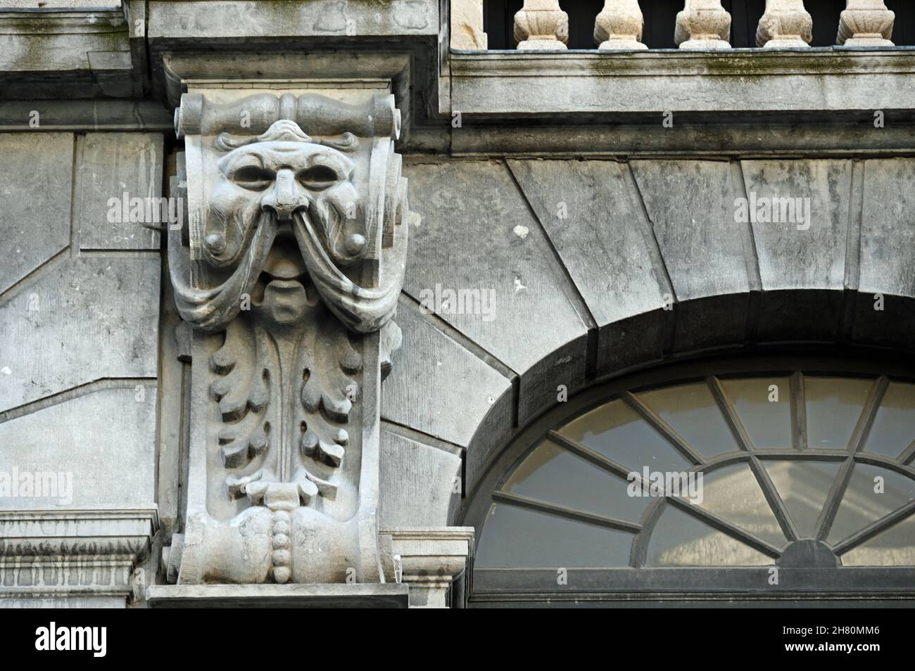 Mascaron de style Art nouveau à Bruges Banque D'Images