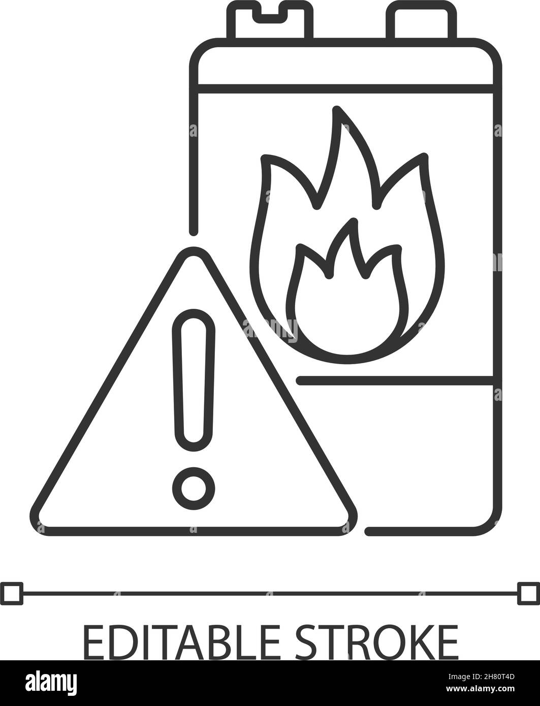 Icône linéaire d'inflammabilité de la batterie Illustration de Vecteur