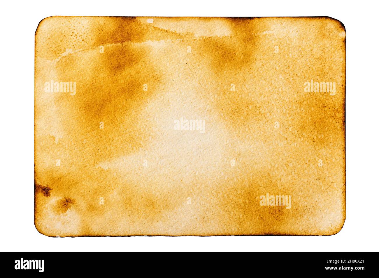 Feuille de papier ancienne avec des taches isolées sur fond blanc Banque D'Images