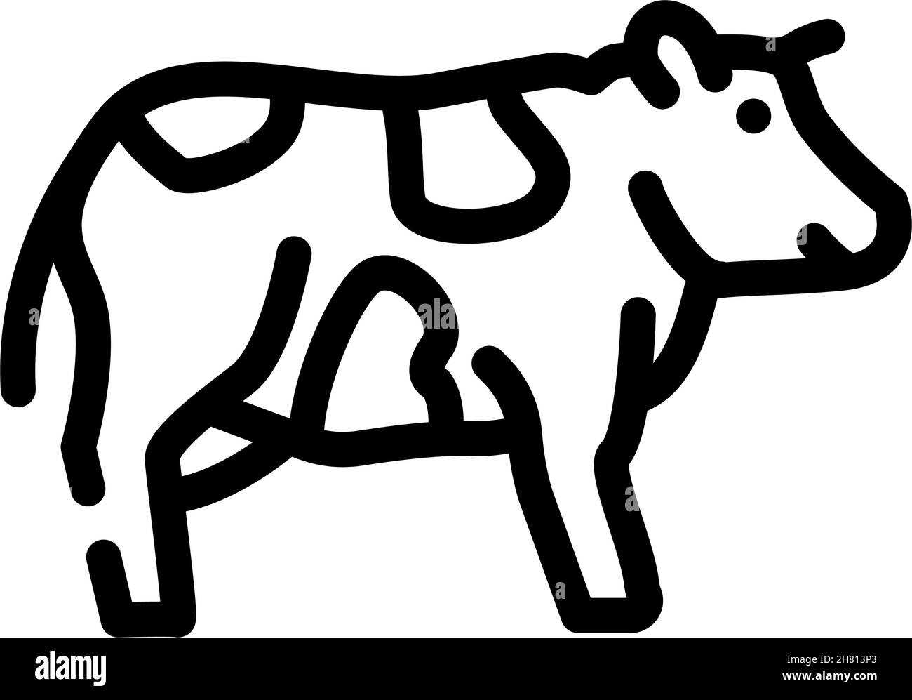 illustration vectorielle de l'icône de la ligne d'animaux de la ferme de la vache Illustration de Vecteur