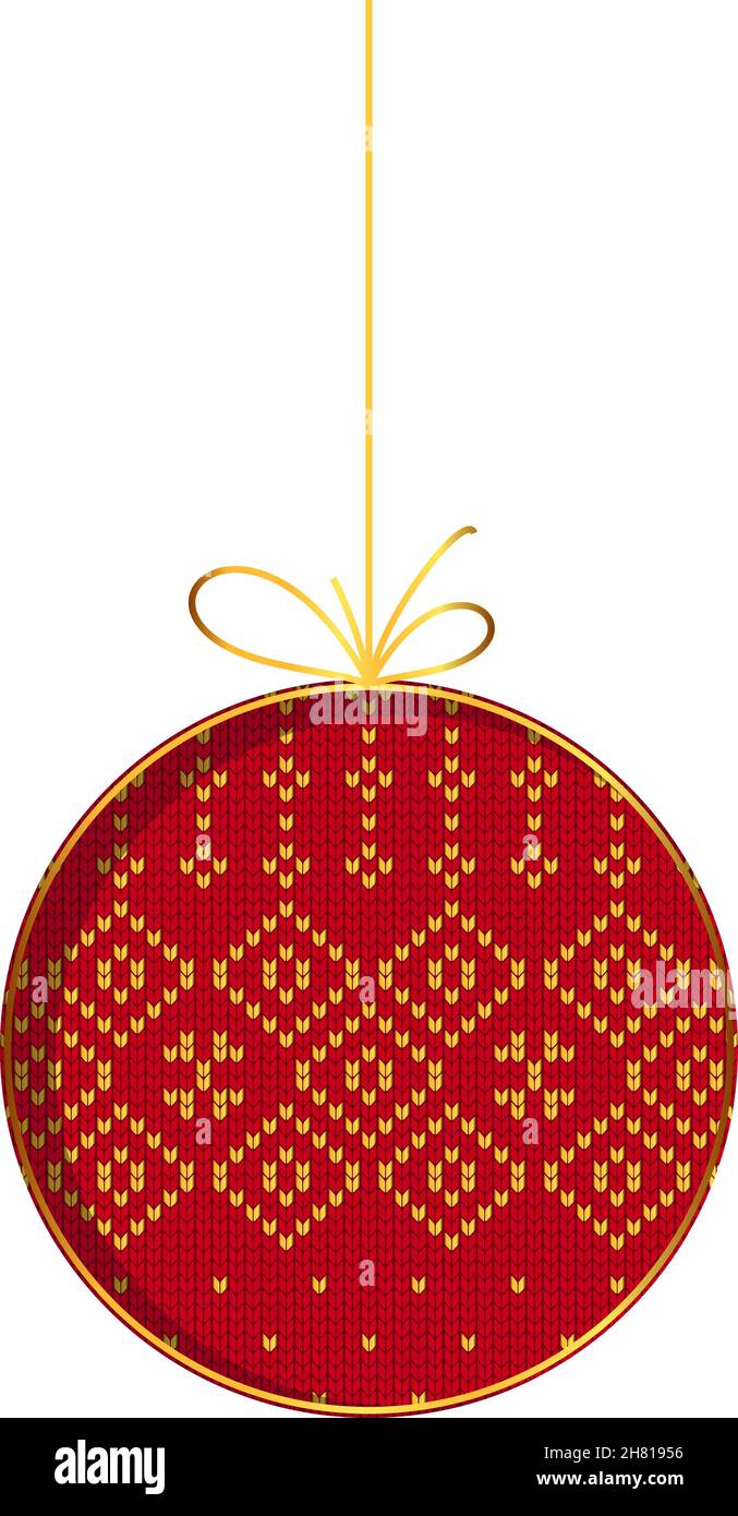 Boule d'arbre de Noël.Décoration brodée ou tricotée à la main Illustration de Vecteur