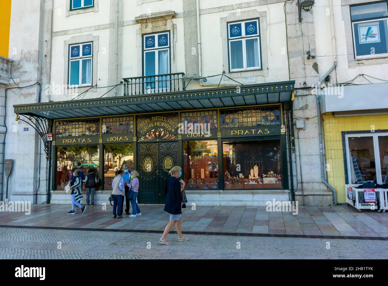 Lisbonne, Portugal, gens, scènes de rue, magasins,Magasin de bijoux « Pratas » Banque D'Images