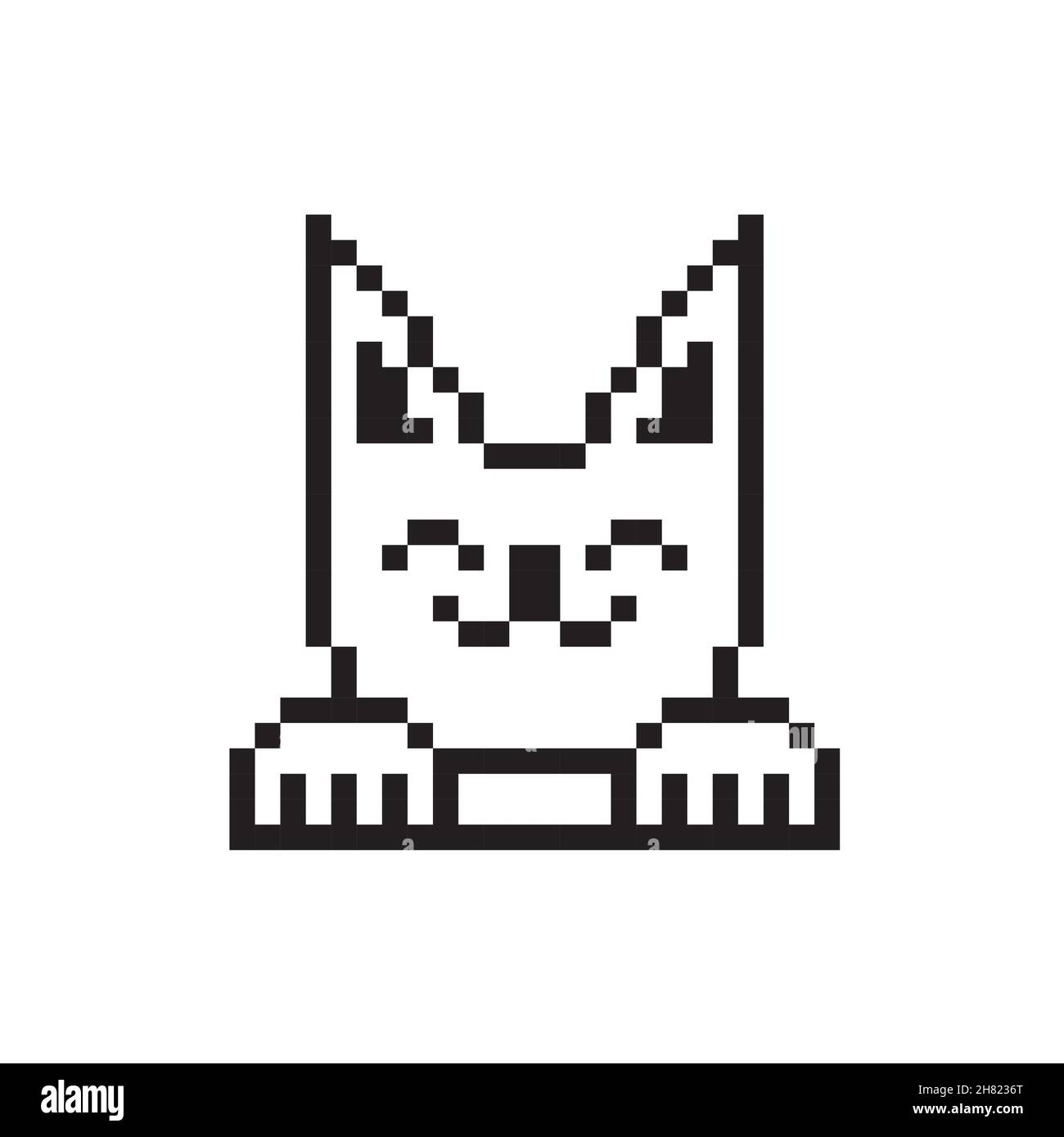 Pixel Art Chat Noir Et Blanc Chat mignon pixel Banque d'images noir et blanc - Alamy