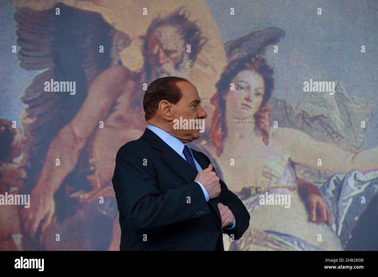 Rome, Italie 26/05/2010: Conférence de presse au Palazzo Chigi du Président du Conseil des Ministres, Silvio Berlusconi.© Andrea Sabbadini Banque D'Images