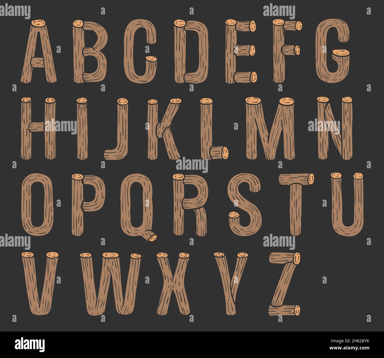 Bois peint vecteur abc, police, 3D, alphabet Illustration de Vecteur