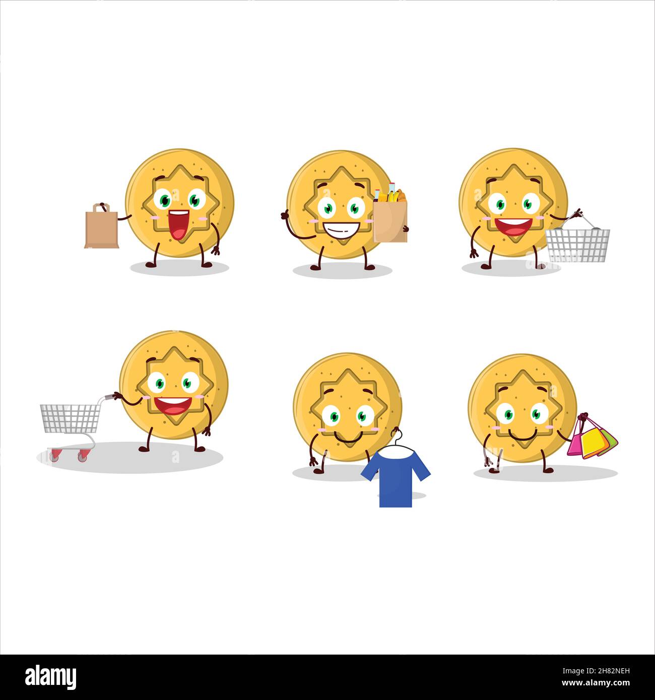 Un riche dalgona sucre fleur mascotte style de conception allant faire du shopping.Illustration vectorielle Illustration de Vecteur