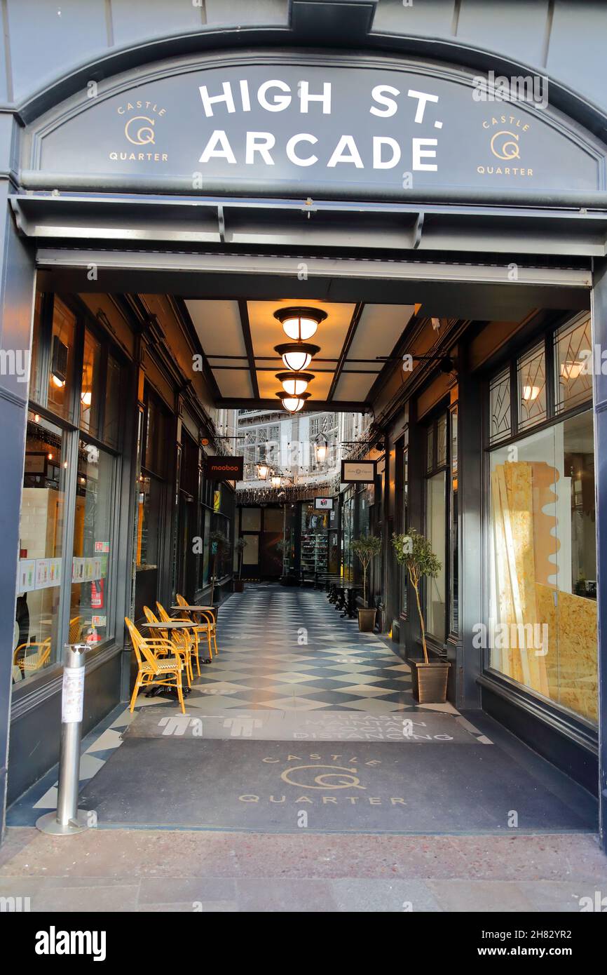 High St Arcade à Cardiff, pays de Galles, Royaume-Uni Banque D'Images