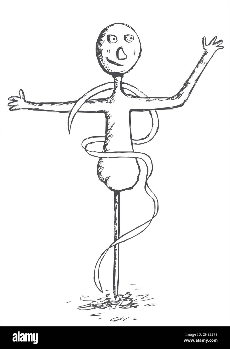 Personnage symbolique dansant, dessine et esquissé Illustration de Vecteur