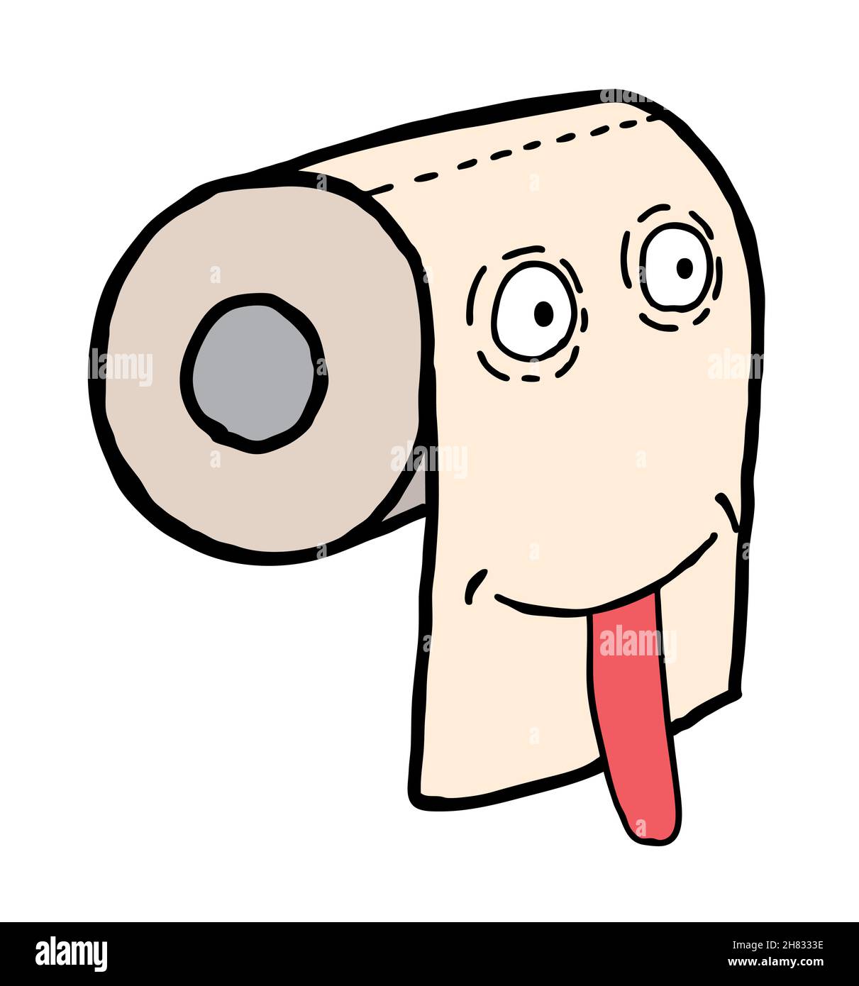 Papier toilette dessiné à la main sourire, illustration de dessin animé Illustration de Vecteur