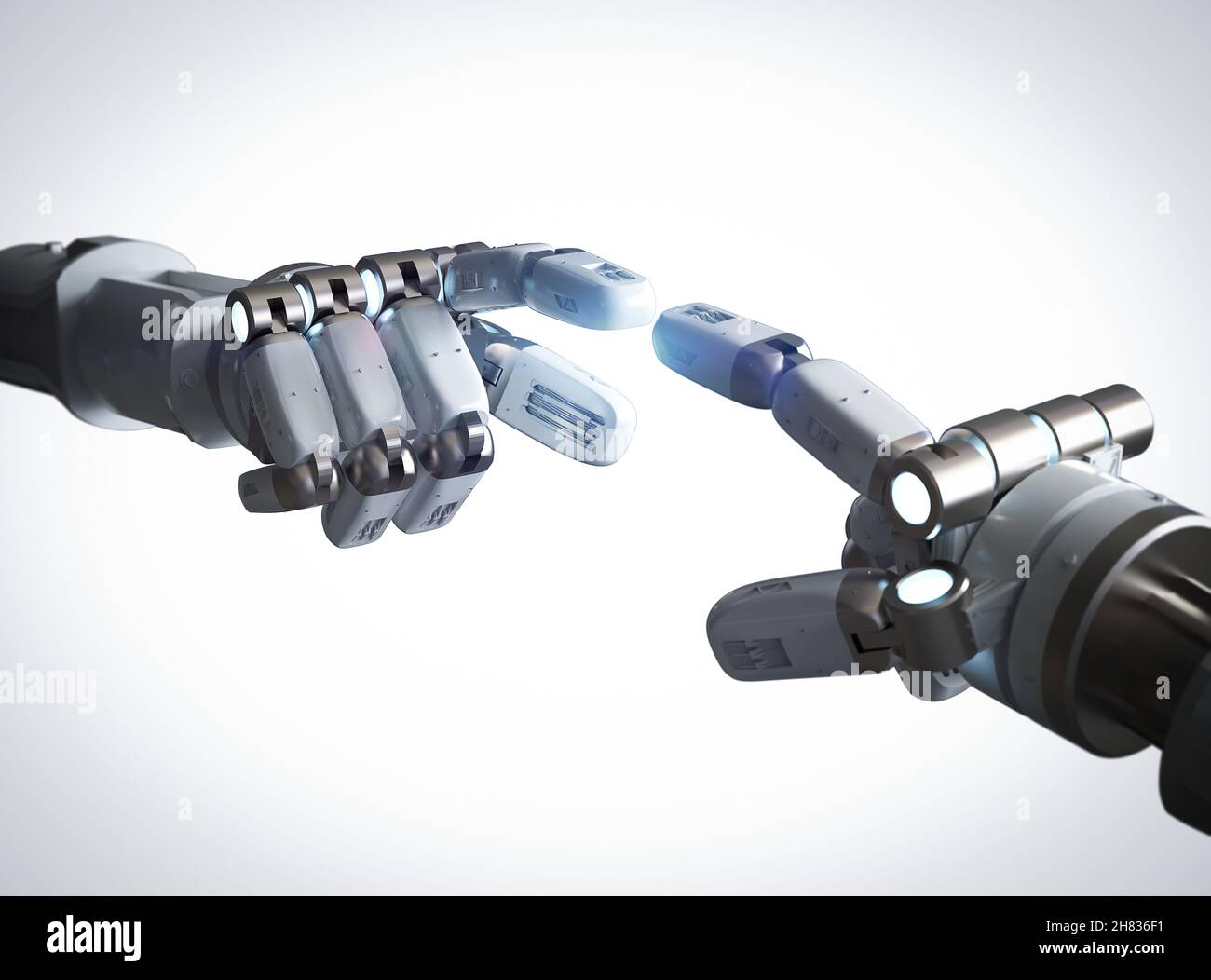 Connexion technologie concept avec rendu 3D robotic hand pointing Banque D'Images