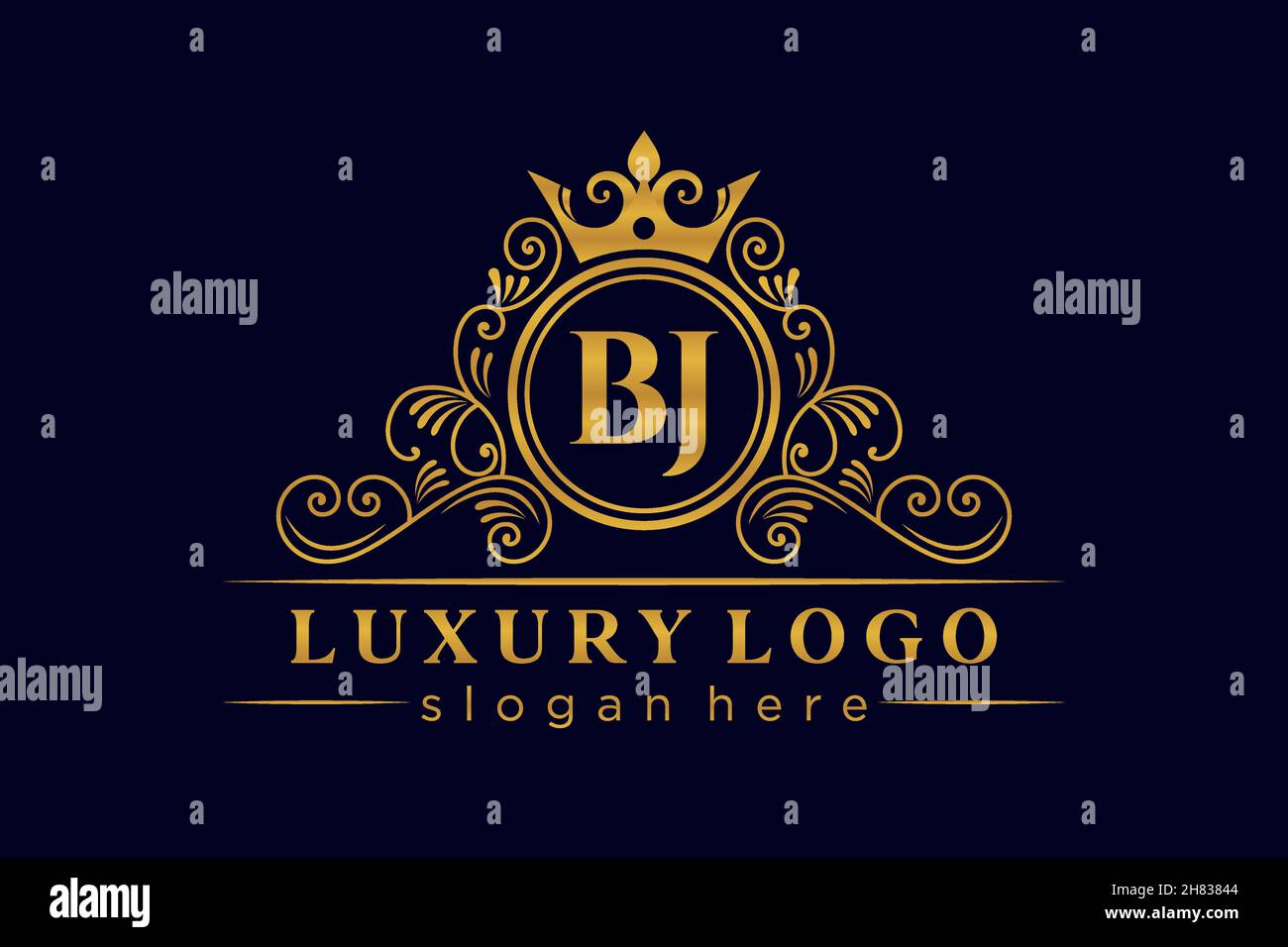 BJ lettre initiale Or calligraphique féminin floral dessiné à la main heraldic monogramme ancien style vintage luxe logo design Premium Illustration de Vecteur