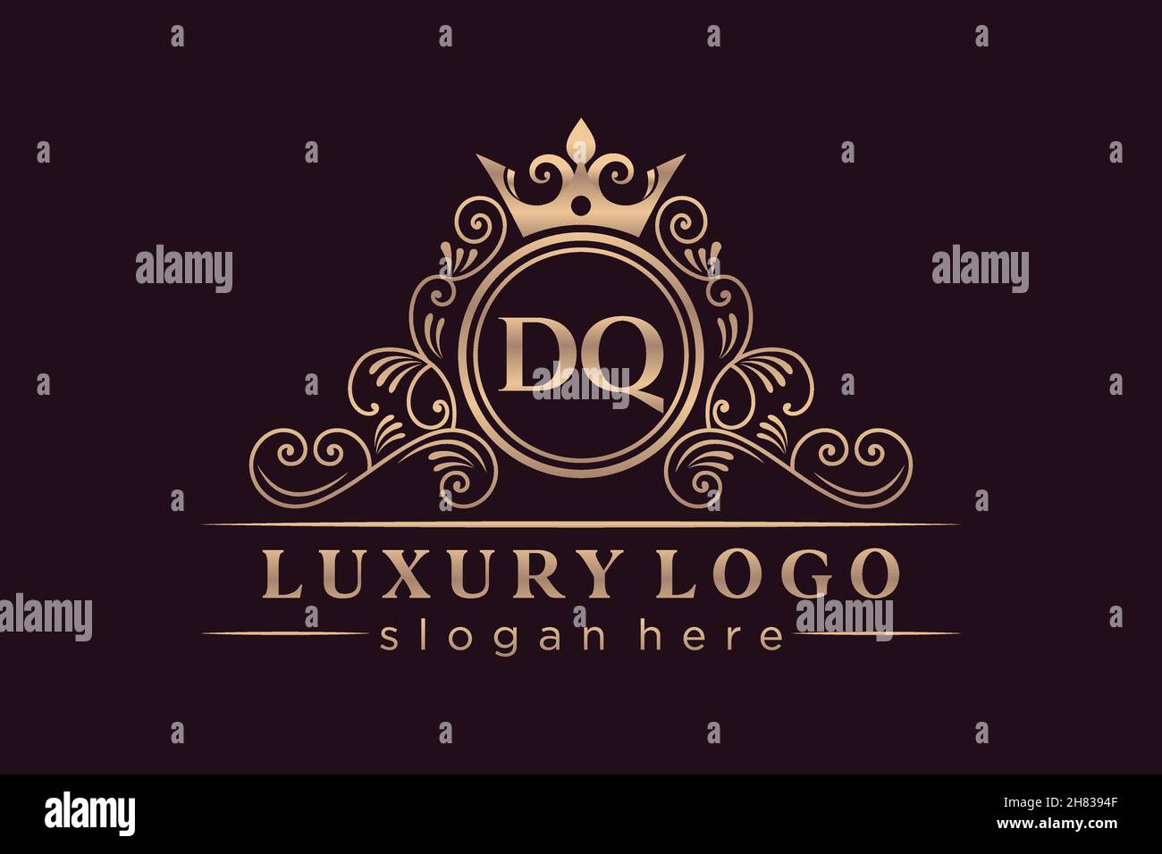 DQ lettre initiale Or calligraphique féminin floral dessiné à la main heraldic monogramme ancien style vintage luxe logo design Premium Illustration de Vecteur