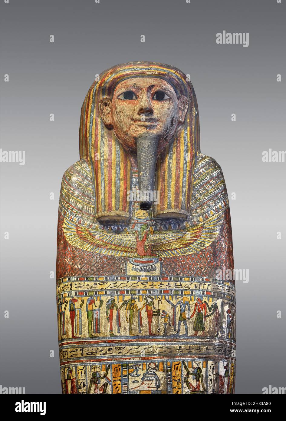 Ancien couvercle intérieur de cercueil égyptien du Hetep-imen, 8-6th cent BC, 25 - 26e dynastie, Thebes Deir el-Bahari.Kunsthistorisches Muesum Vienne AS219a. Banque D'Images