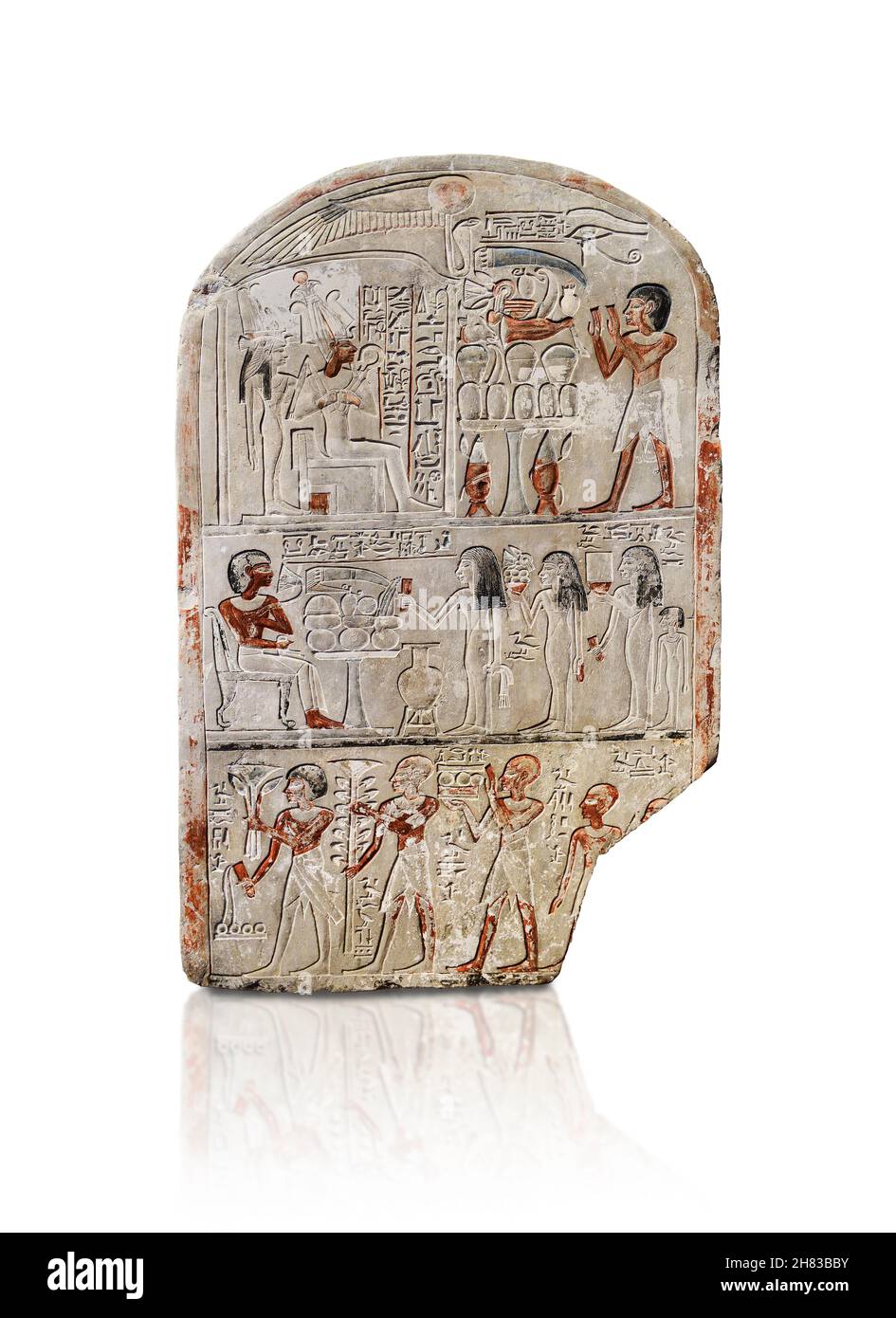 Ancien stèle égyptien de Kia, 1454-1410 av. J.-C., 18e dynastie, règne d'Amenhotep II, Abydos.Kunsthistorisches Muesum Vienne AS 83.Calcaire peint, H Banque D'Images