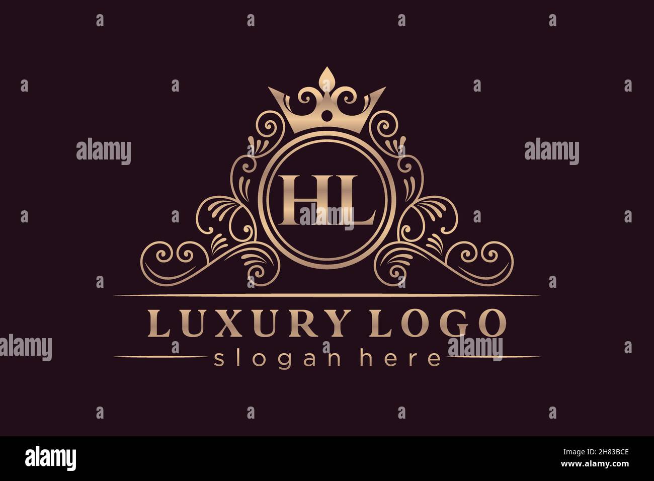 HL lettre initiale Or calligraphique féminin floral dessiné à la main heraldic monogramme ancien style vintage luxe logo design Premium Illustration de Vecteur