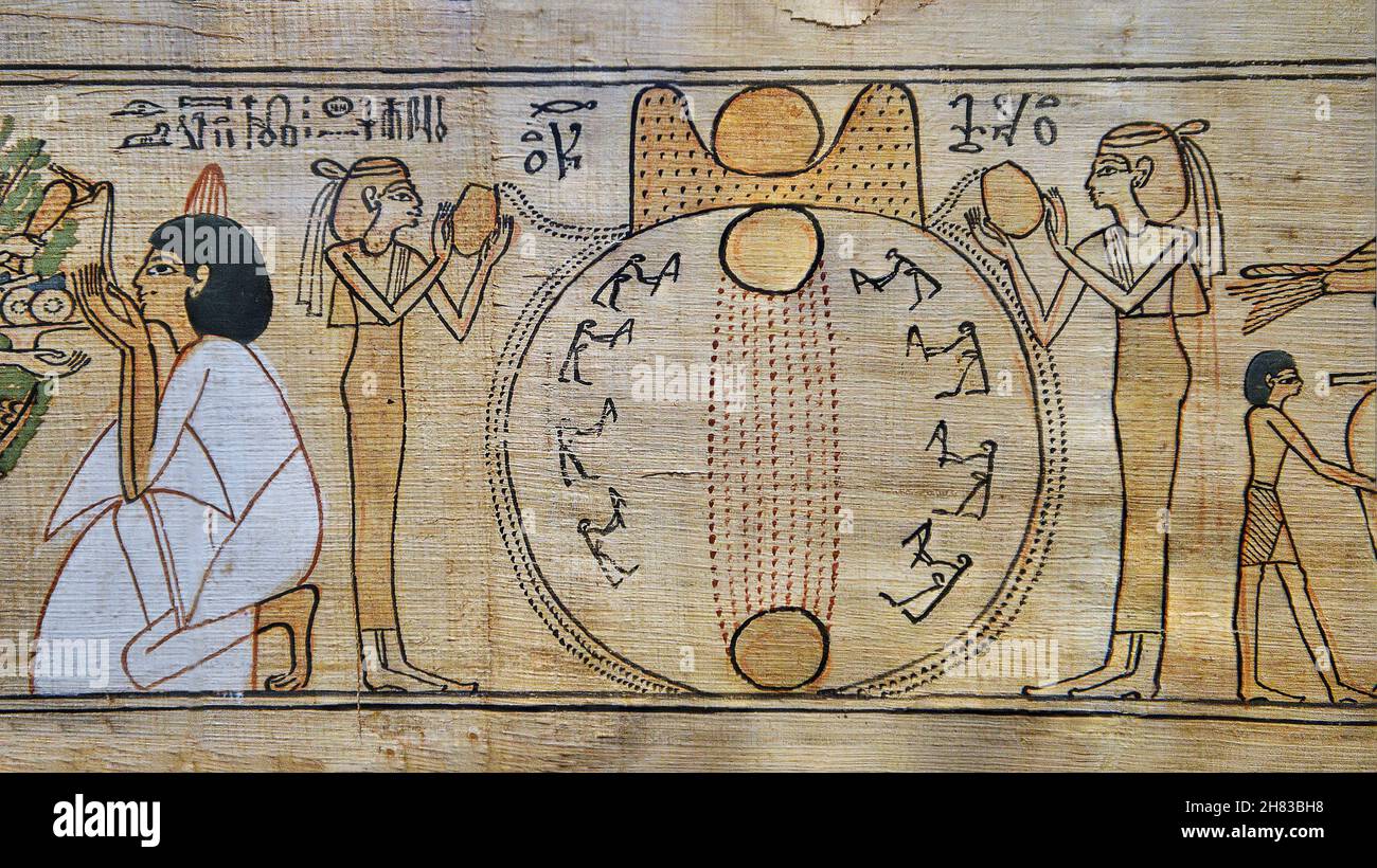 L'ancien livre égyptien des morts papyrus de défilement pour Chonsu-mes, c 100 av. J.-C., 21e dynastie, Thèbes.Kunsthistorisches Muesum Vienne AS 3859.Papyrus, L Banque D'Images