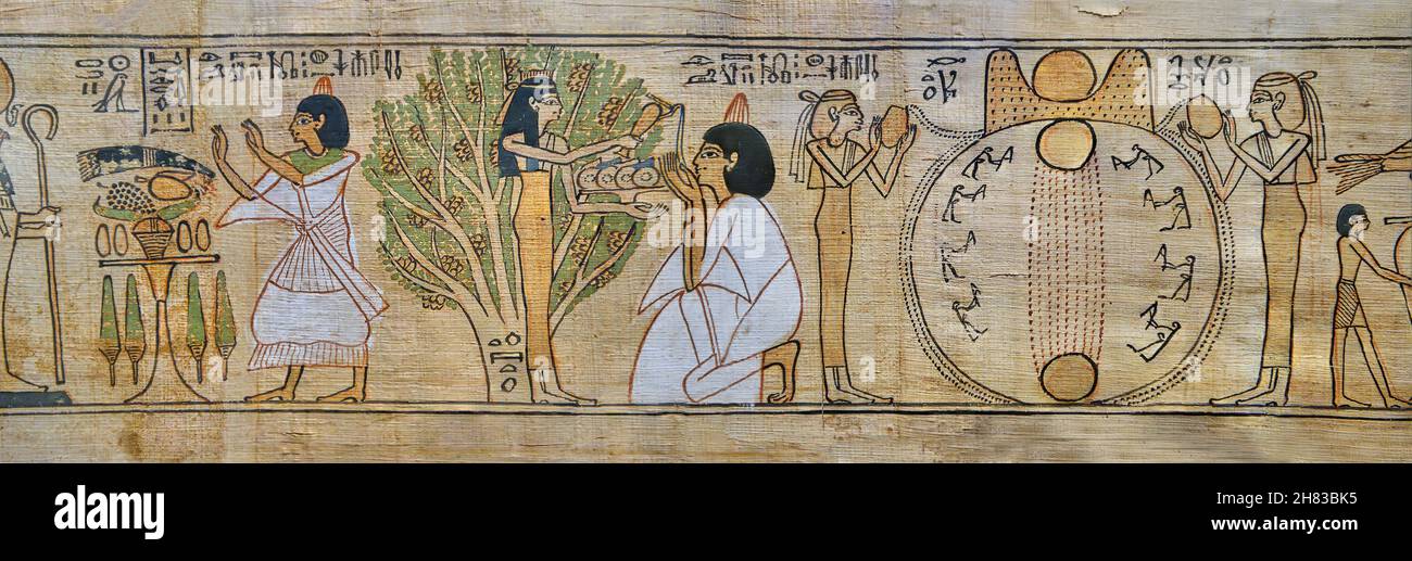 L'ancien livre égyptien des morts papyrus de défilement pour Chonsu-mes, c 100 av. J.-C., 21e dynastie, Thèbes.Kunsthistorisches Muesum Vienne AS 3859.Papyrus, L Banque D'Images