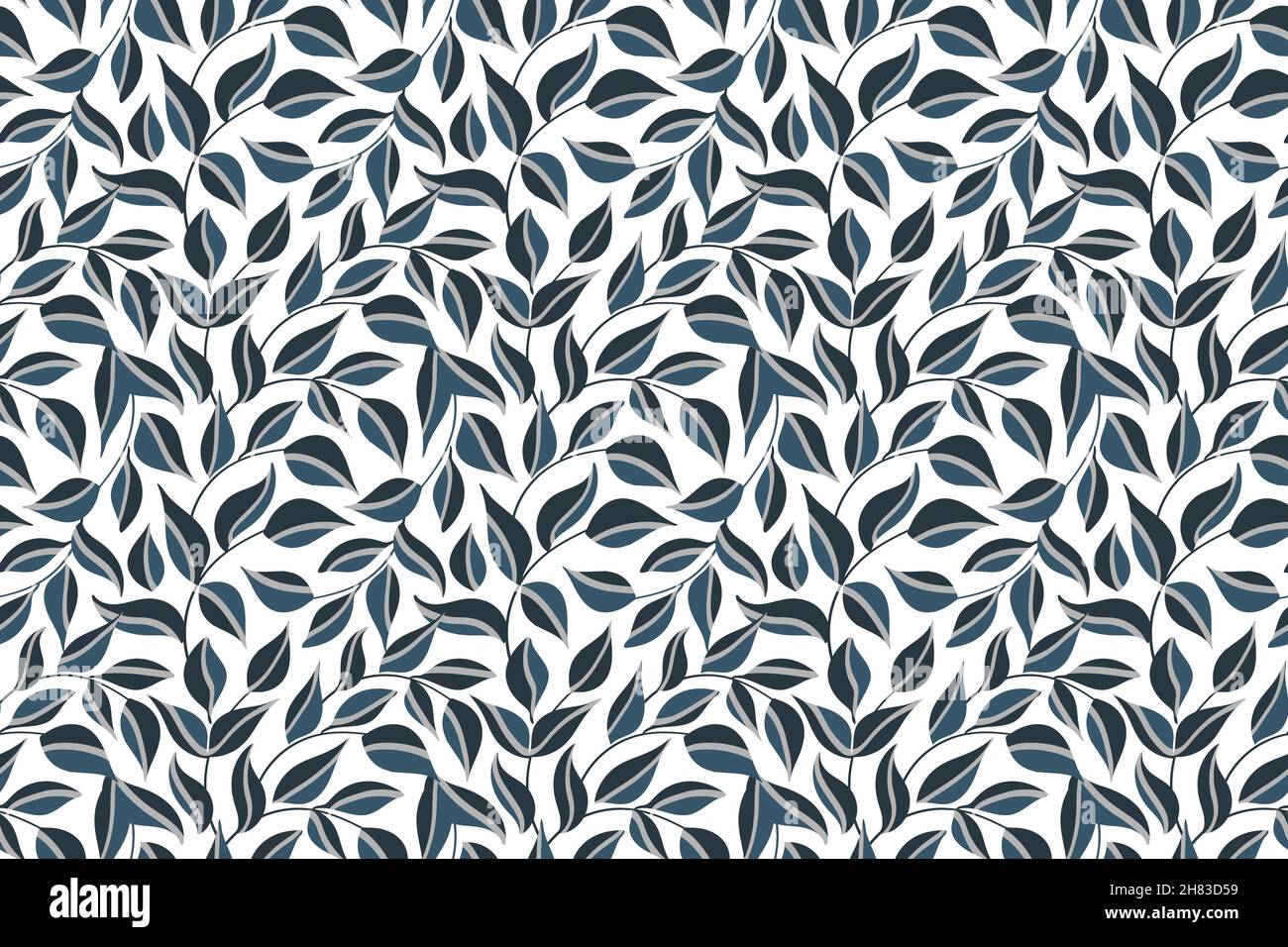 Fond de fleurs vectorielles sans coutures.Illustration avec des feuilles et des brindilles bleues isolées sur un blanc. Illustration de Vecteur