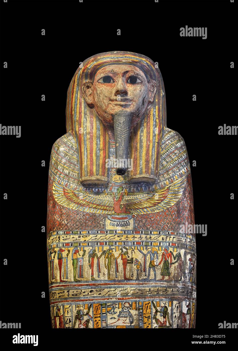 Ancien couvercle intérieur de cercueil égyptien du Hetep-imen, 8-6th cent BC, 25 - 26e dynastie, Thebes Deir el-Bahari.Kunsthistorisches Muesum Vienne AS219a. Banque D'Images