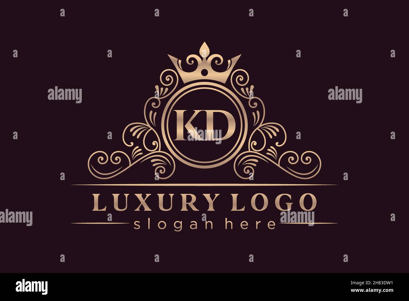 KD lettre initiale Or calligraphique féminin floral dessiné à la main heraldic monogramme ancien style vintage luxe logo design Premium Illustration de Vecteur