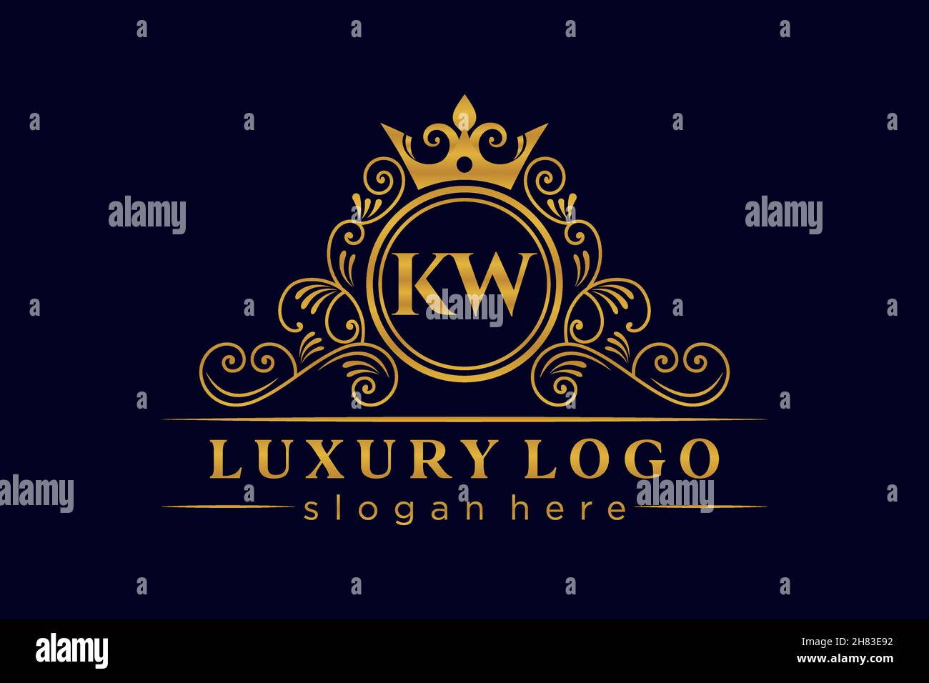 KW lettre initiale Or calligraphique féminin floral dessiné à la main heraldique monogramme ancien style vintage luxe logo design Premium Illustration de Vecteur