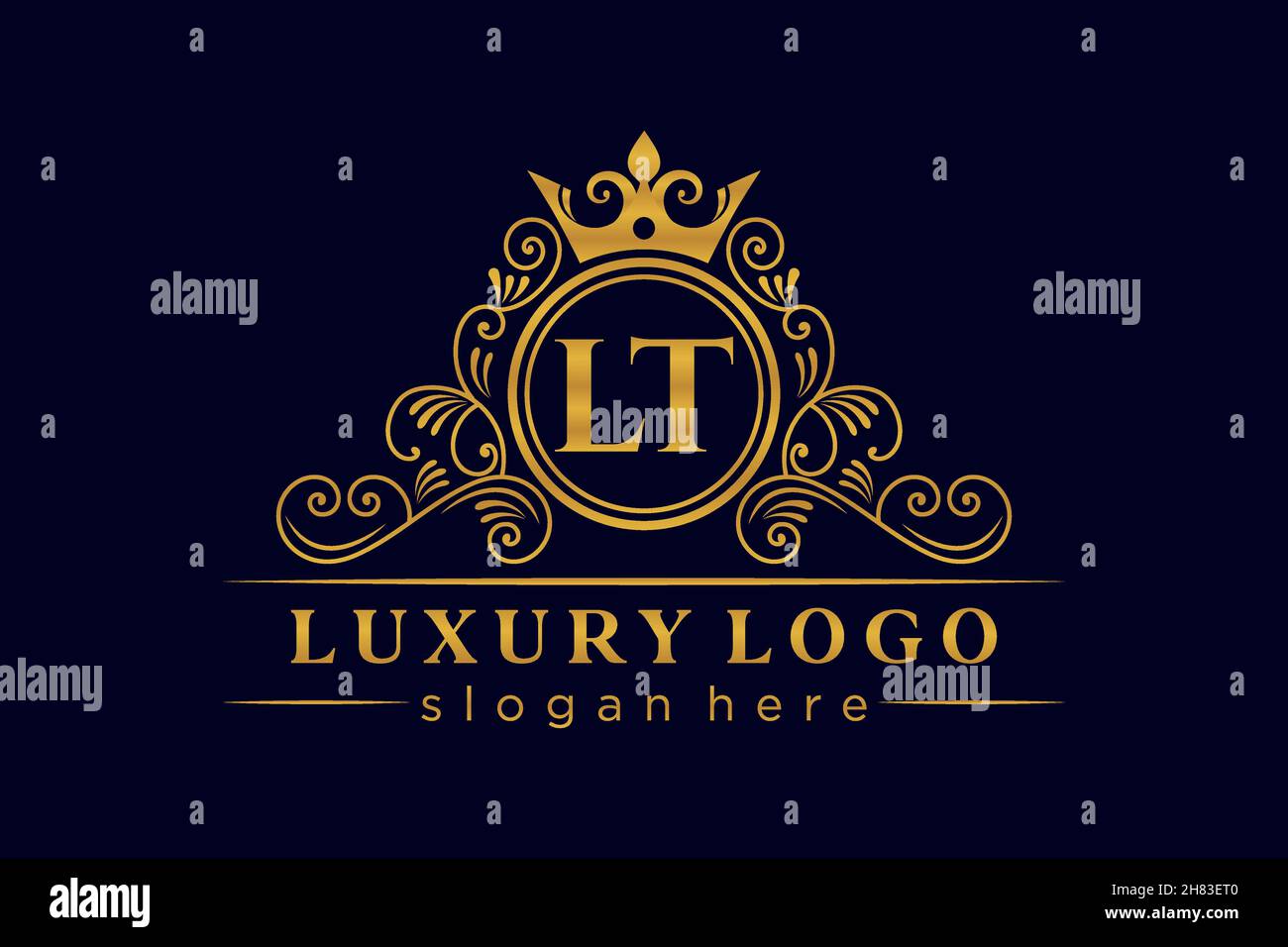 Lettre initiale LT or calligraphie féminine fleur dessinée à la main heraldique monogramme ancien style vintage luxe logo design Premium Illustration de Vecteur
