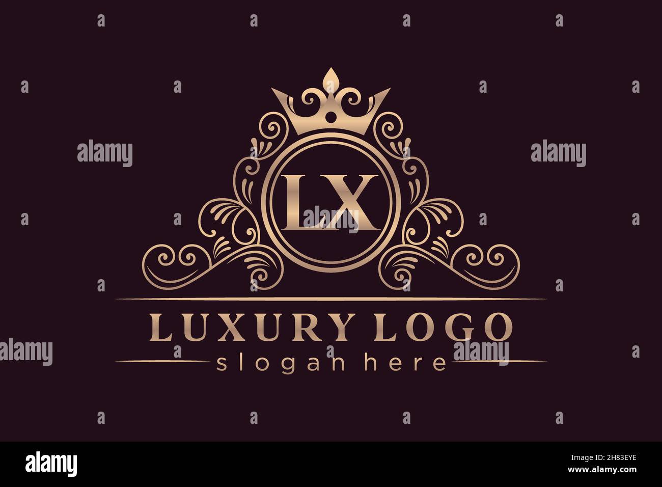 LX lettre initiale Or calligraphique féminin floral dessiné à la main heraldic monogramme ancien style vintage luxe logo design Premium Illustration de Vecteur