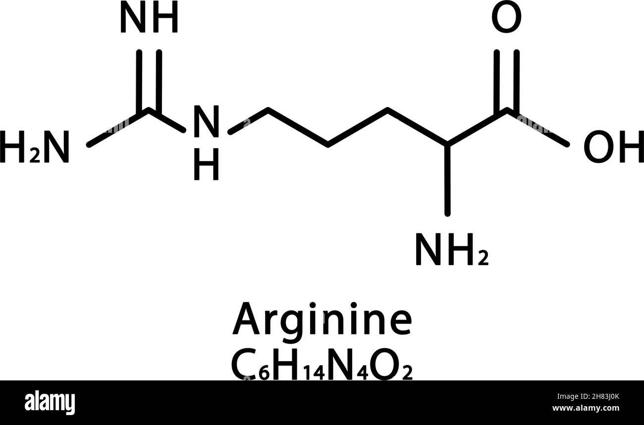 Structure moléculaire de l'arginine.Formule chimique du squelette de L-arginine.Illustration du vecteur de formule moléculaire chimique Illustration de Vecteur