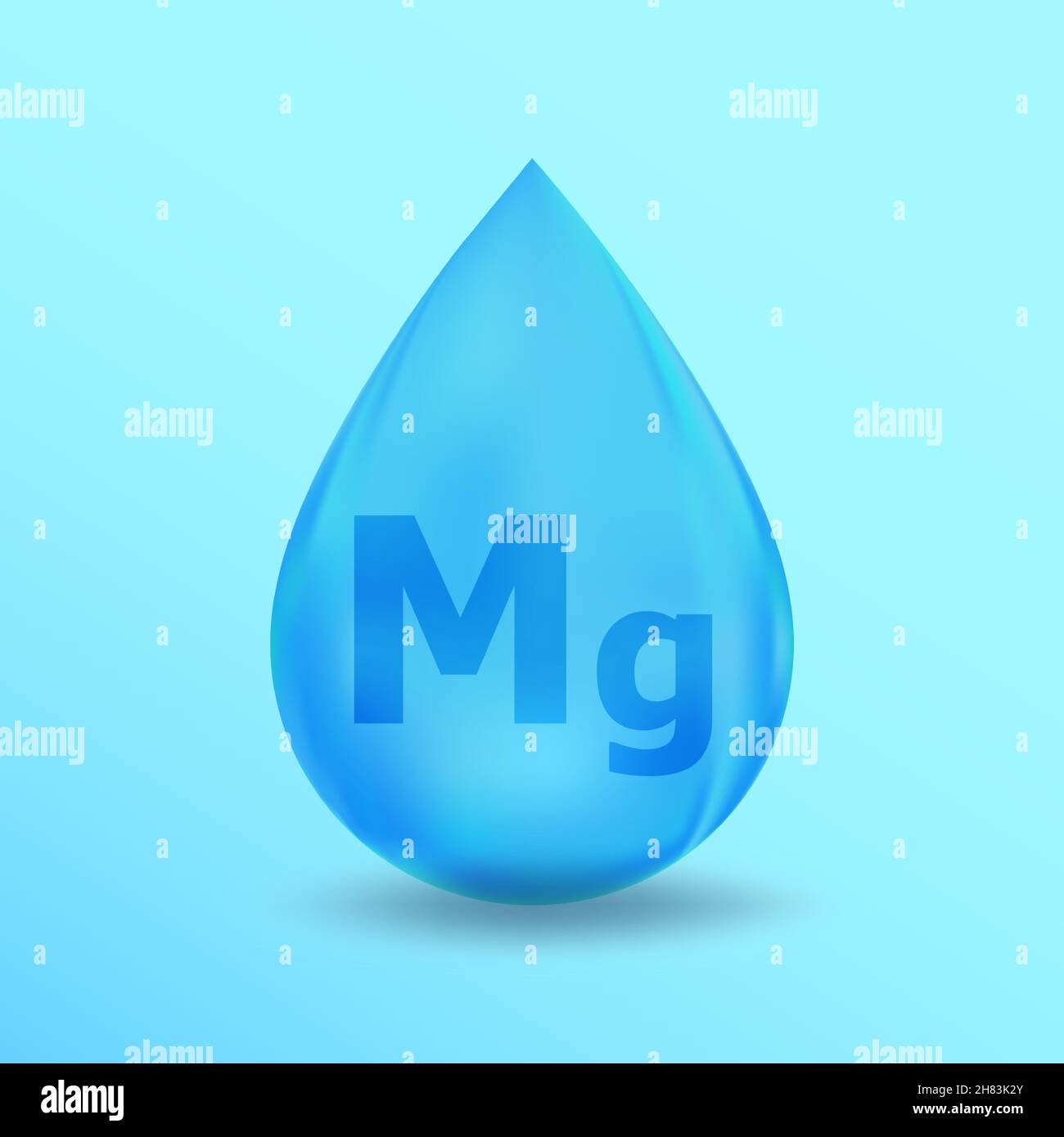 Design réaliste en magnésium et en goutte de minéraux.Bleu conception de nutrition pour la beauté, cosmétique, la publicité de santé.Mg conception de minéraux de magnésium Illustration de Vecteur