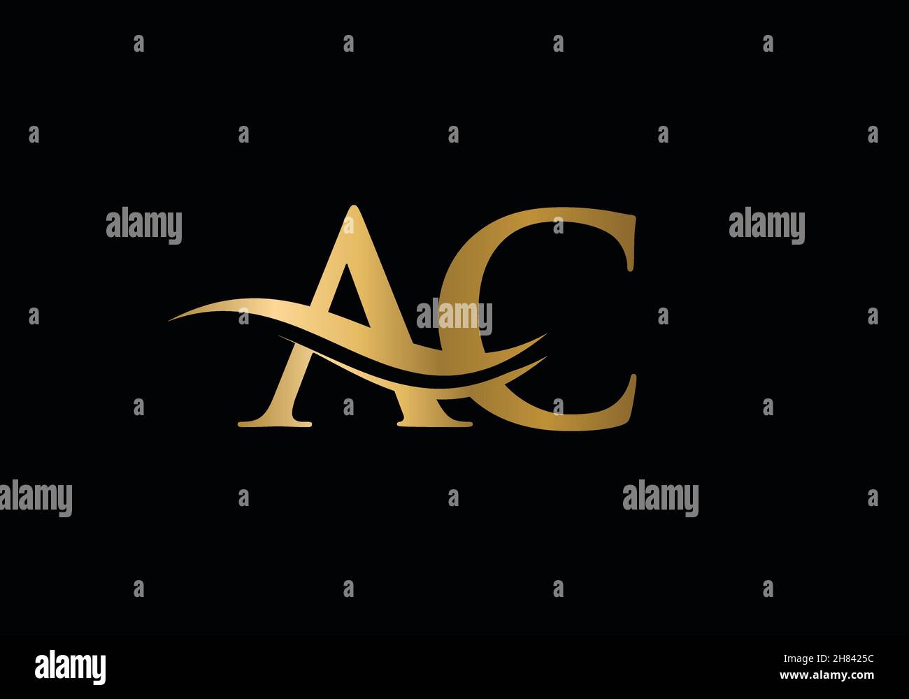 Logo Swoosh lettre AC pour l'identité de l'entreprise.Logo Water Wave AC et mode moderne Illustration de Vecteur