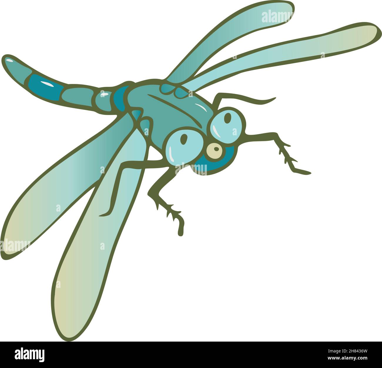 Illustration vectorielle de la libellule dans un style de dessin animé.Isolé sur fond blanc. Illustration de Vecteur