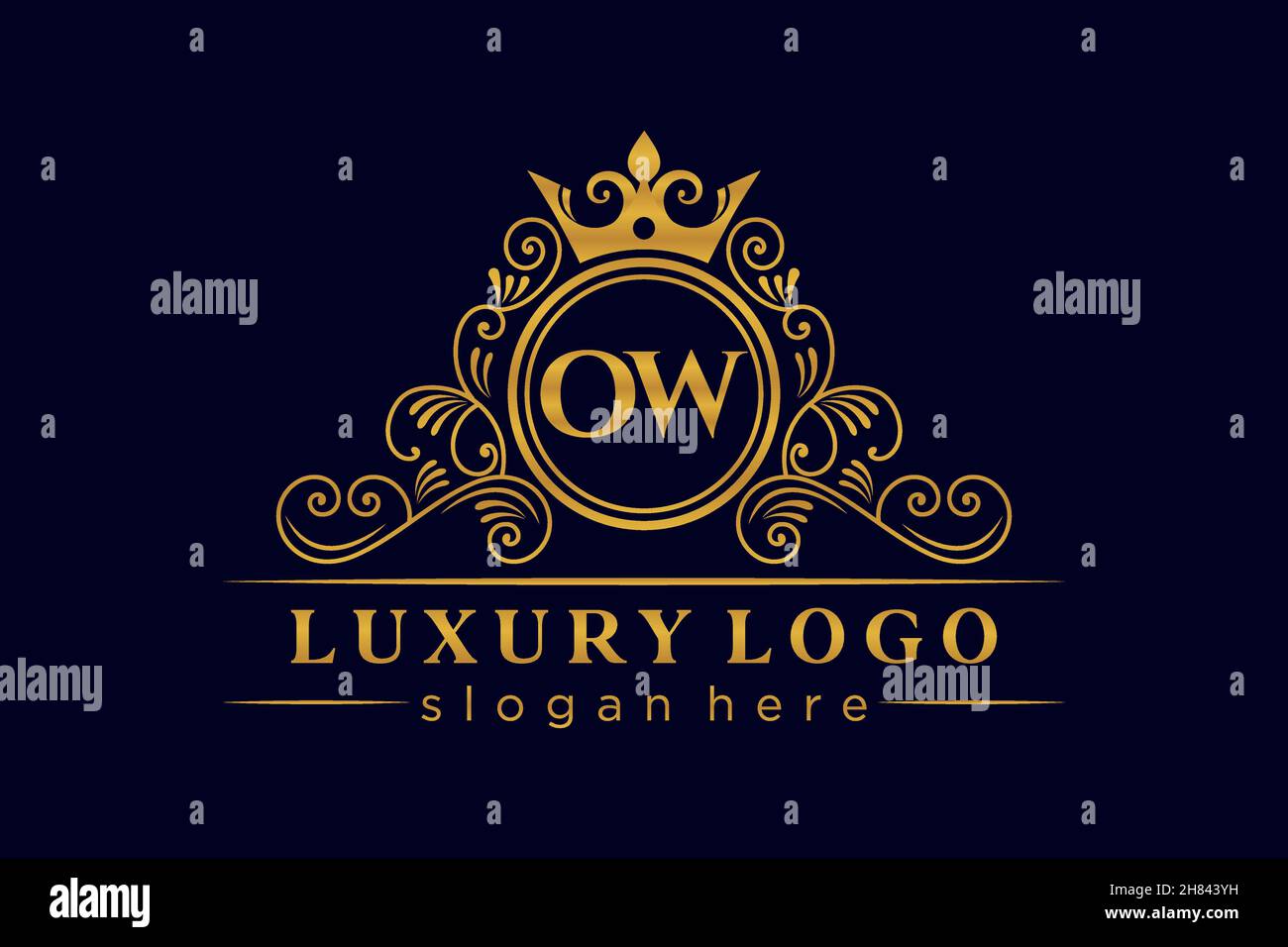 OW lettre initiale Or calligraphique féminin floral dessiné à la main heraldic monogramme ancien style vintage luxe logo design Premium Illustration de Vecteur