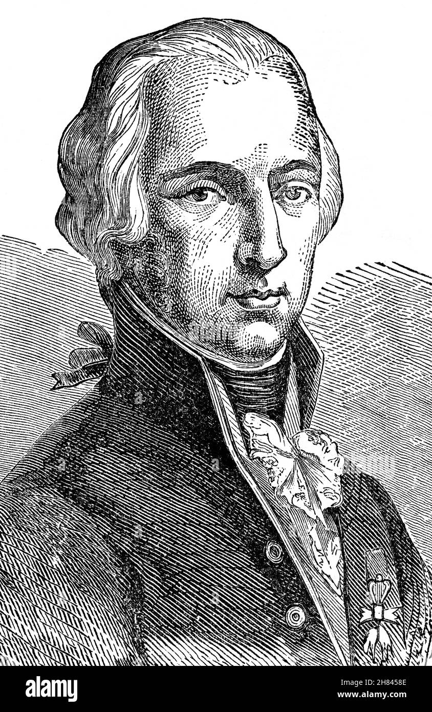 Portrait de l'archiduc Charles d'Autriche, duc de Teschen (1771-1847), maréchal autrichien, troisième fils de l'empereur Léopold II et frère cadet de François II, empereur Saint-Romain.Bien qu'il soit épileptique, Charles a obtenu le respect à la fois en tant que commandant et réformateur de l'armée autrichienne.Il était considéré comme l'un des plus redoutables opposants de Napoléon et l'un des plus grands généraux des guerres révolutionnaires françaises. Banque D'Images