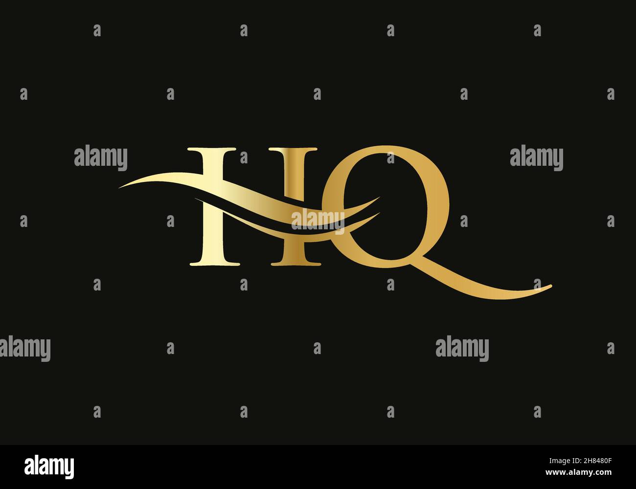 Vecteur logo Water Wave HQ.Logo Swoosh lettre HQ pour l'identité de l'entreprise Illustration de Vecteur