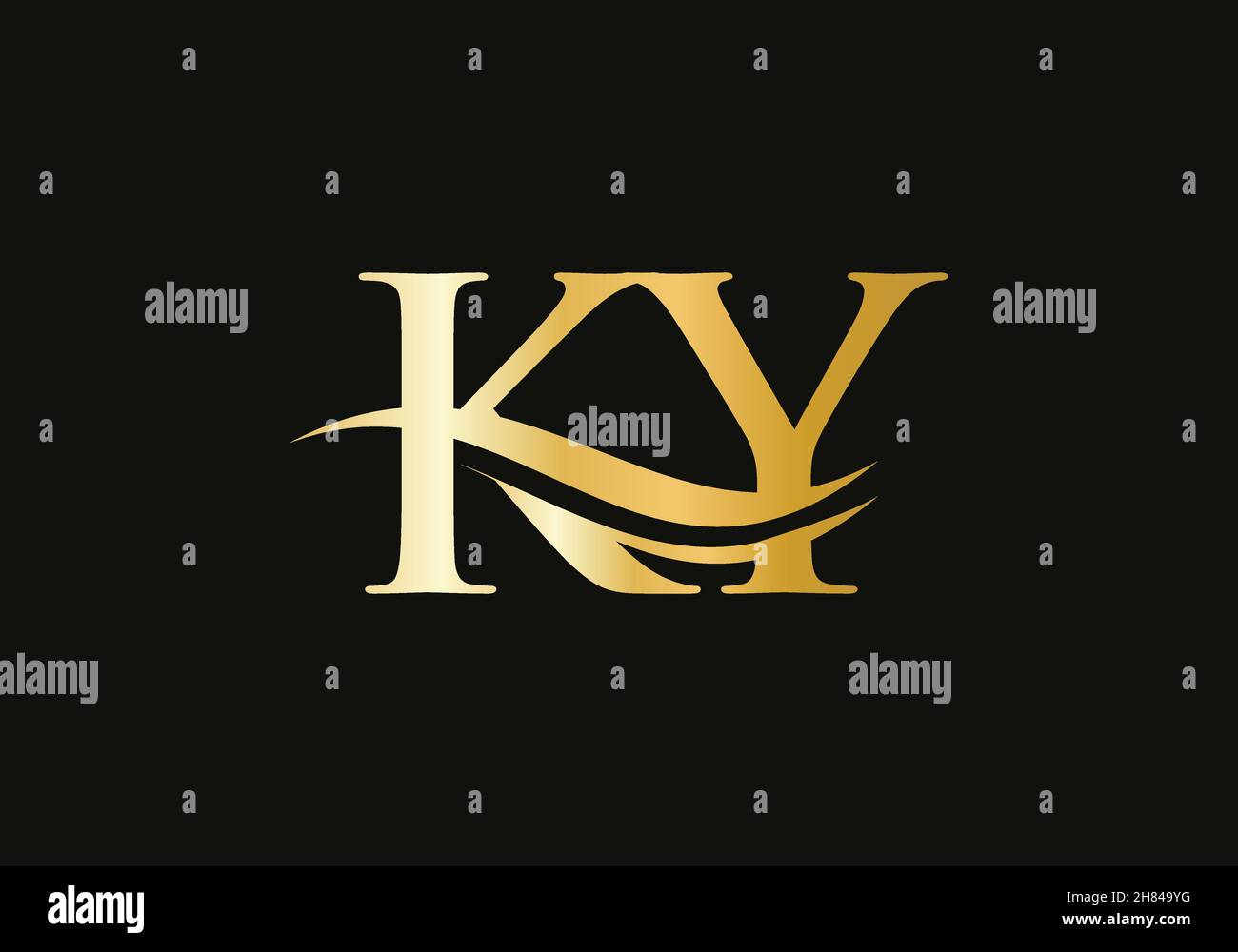 Logo Swoosh lettre KY Design pour l'identité de l'entreprise.Logo Water Wave KY et mode moderne Illustration de Vecteur