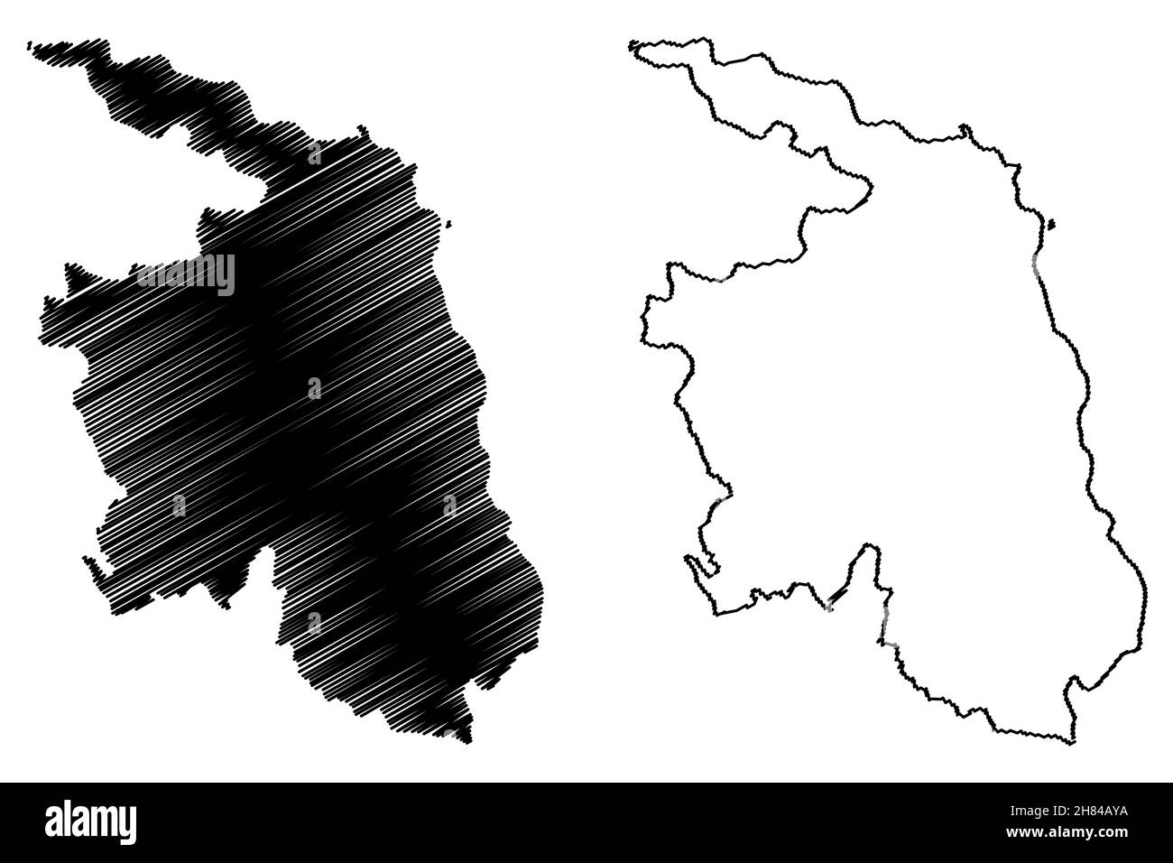 District de West Godavari (État de l'Andhra Pradesh, République de l'Inde) carte illustration vectorielle, scribble esquisse carte Paschima Godavari Jilla Illustration de Vecteur
