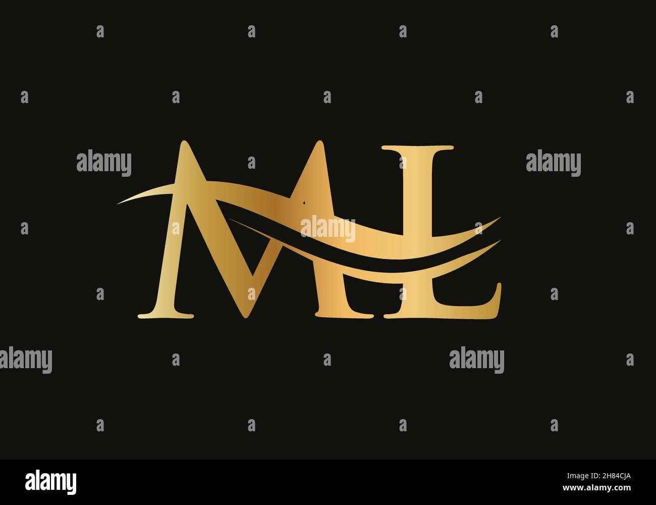 Lettre ML créative avec concept de luxe.Design moderne DU LOGO ML pour l'identité de l'entreprise et de l'entreprise Illustration de Vecteur