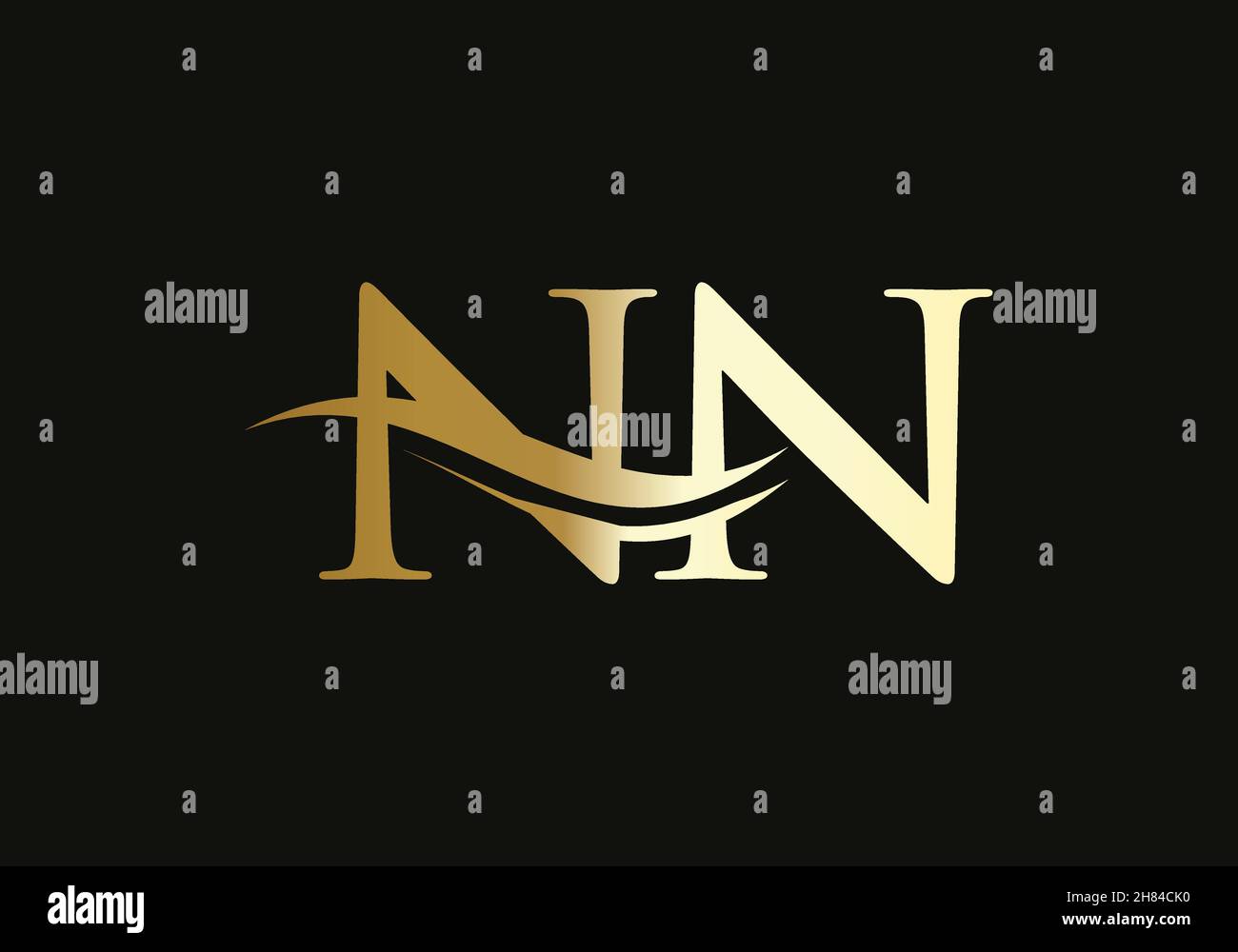 LOGO LETTRE NN.Logo Premium Letter NN avec concept « vague d'eau » Illustration de Vecteur