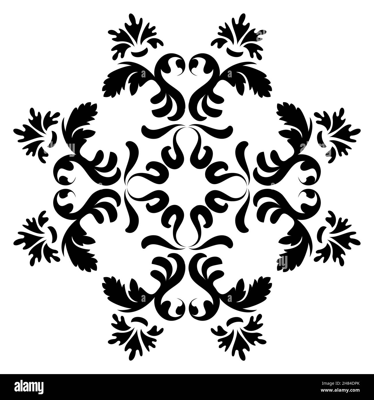 Mandala de fleur.Motif circulaire antique avec éléments floraux.Noir et blanc.Vecteur. Illustration de Vecteur