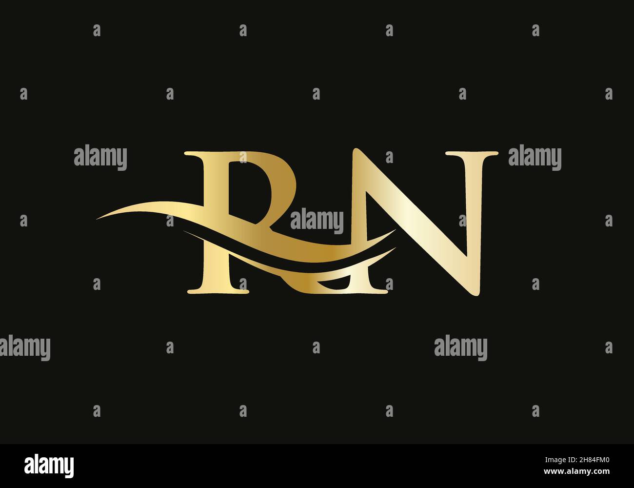 Logo de lettre RN.Logo Premium Letter RN avec concept vague d'eau Illustration de Vecteur