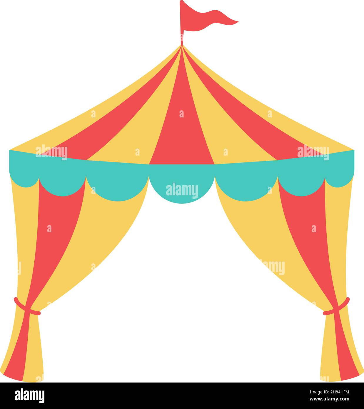 Tente de cirque ouverte avec drapeau comme cadre coloré dans l'icône de vecteur Illustration de Vecteur