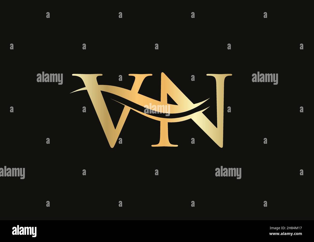 Logo VN lettre.Logo VN Premium avec concept vague d'eau Illustration de Vecteur