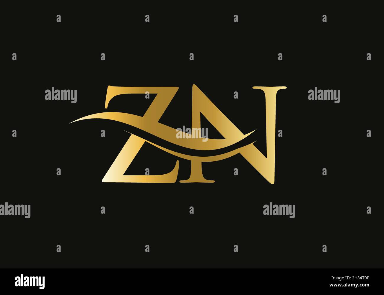 LOGO LETTRE ZN.Logo Premium lettre ZN avec concept vague d'eau Illustration de Vecteur