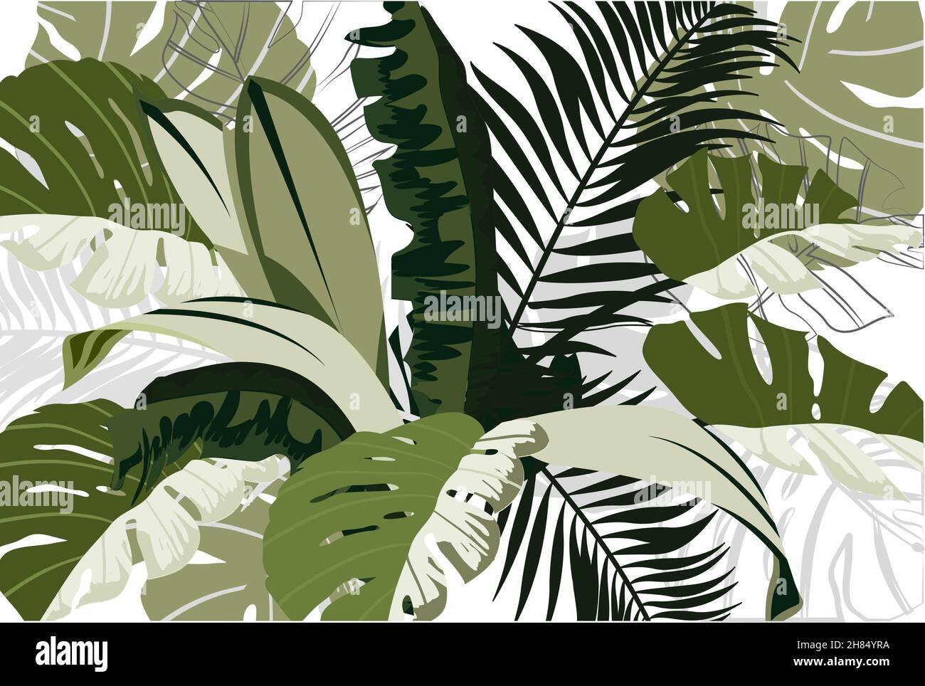 Motif feuilles tropicales Illustration de Vecteur