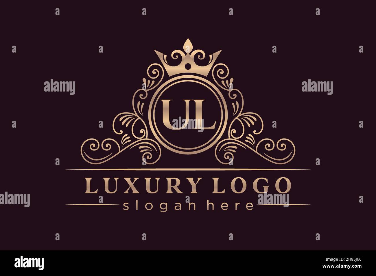 UL lettre initiale Or calligraphique féminin floral dessiné à la main heraldique monogramme ancien style vintage luxe logo design Premium Illustration de Vecteur